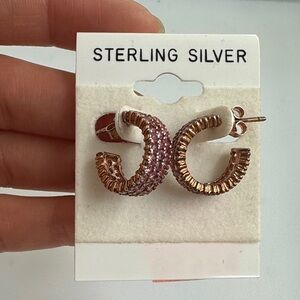 Sterling Silver with Rose Gold Plated & Cubic Zirconia Earrings